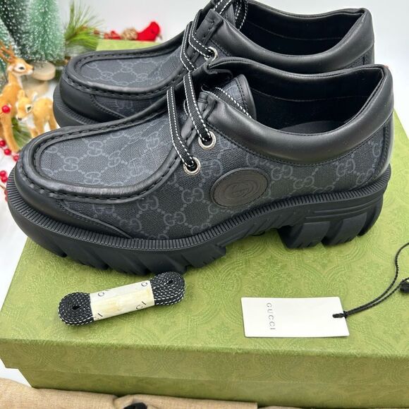 SOLD!!!!   Gucci, GG, lug, sole lace up shoes, size 7 made in Italy - Picture 5 of 11